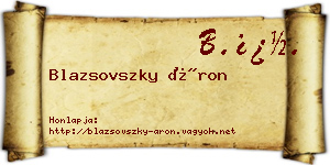 Blazsovszky Áron névjegykártya